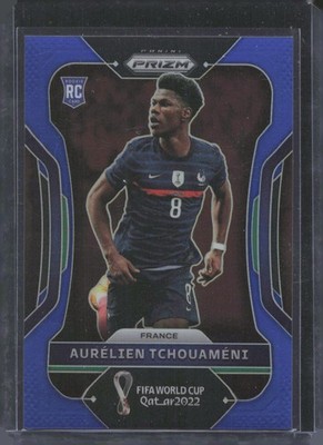 2022 Panini Prizm FIFA World Cup #97 Aurelien Tchouameni Blue Prizm #/299