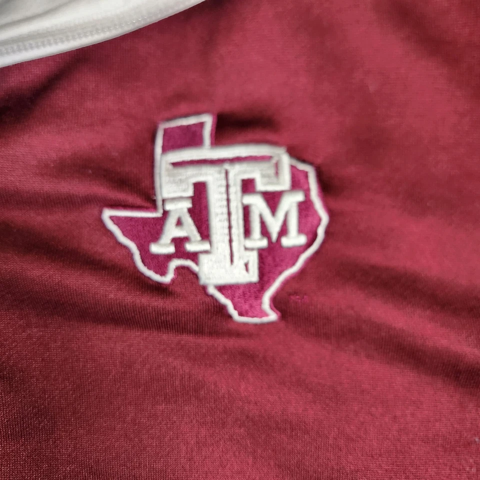 Adidas Golf Quarter Zip Masculino 2XL Climalite Vermelho Branco Manga Longa 2014 Aggie A&M - Imagem 4 de 4