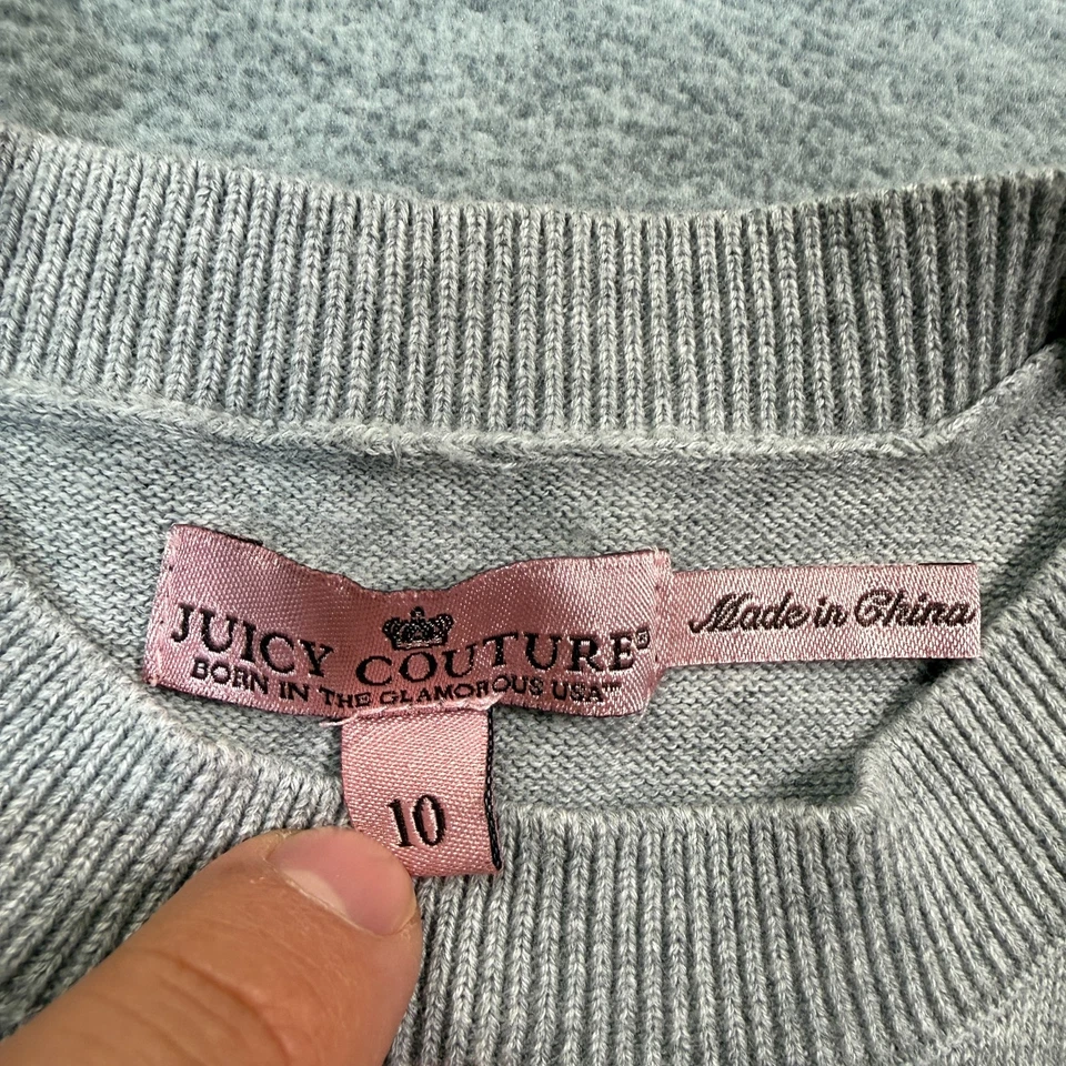 Vestido Juicy Couture Niñas 10 Gris Rosa Rayas Tejido Informal Logo Preppy Cresta Foto 4 de 4