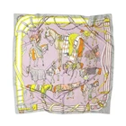 130*130cm French court warhorses Women's Scarf 100% silk #106