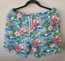 Franks 6" Swim Trunks Mens XL Hawaiian Hibiscus Floral Board Shorts Tropical