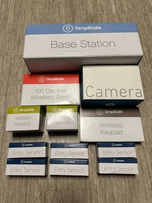 SimpliSafe Home Security System Bundle Base Station Keypad Camera Siren Sensors