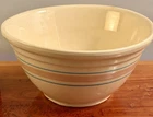 Vintage McCoy Pottery Large 12” Oven Ware Mixing Bowl Pink Blue Stripe Ovenware