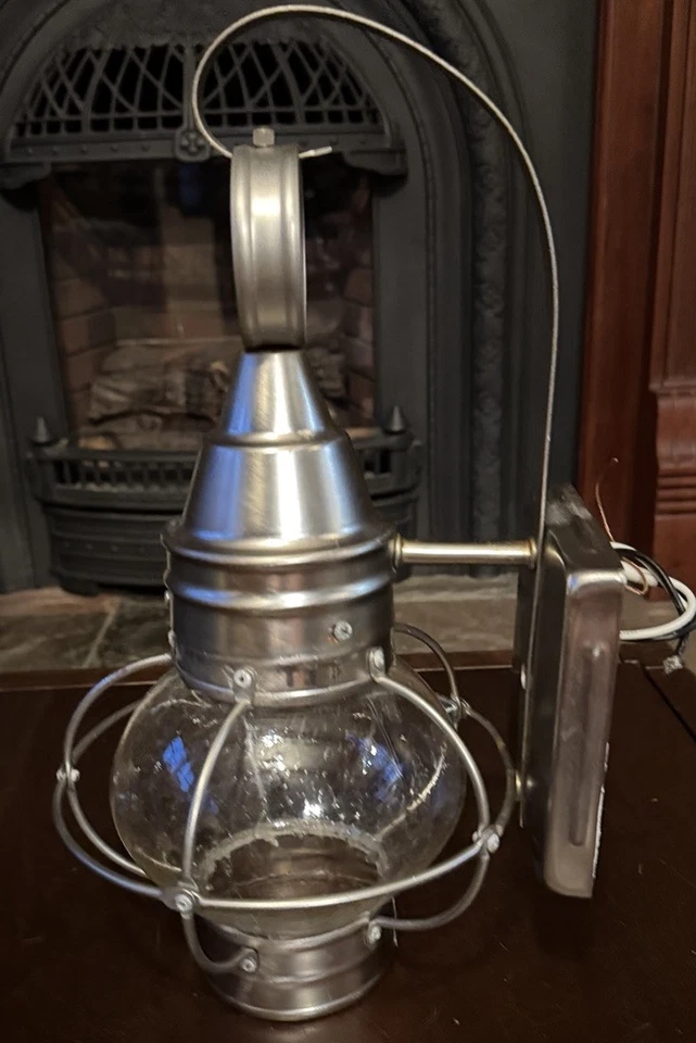 14'' X 8" Onion Lantern Wall Sconce Light Seeded Glass - Brushed Nickel - Image 2 of 4
