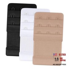 Women's Bra Extenders with 3 Hooks, Soft Stretchy Back Bra Black/Skin/White