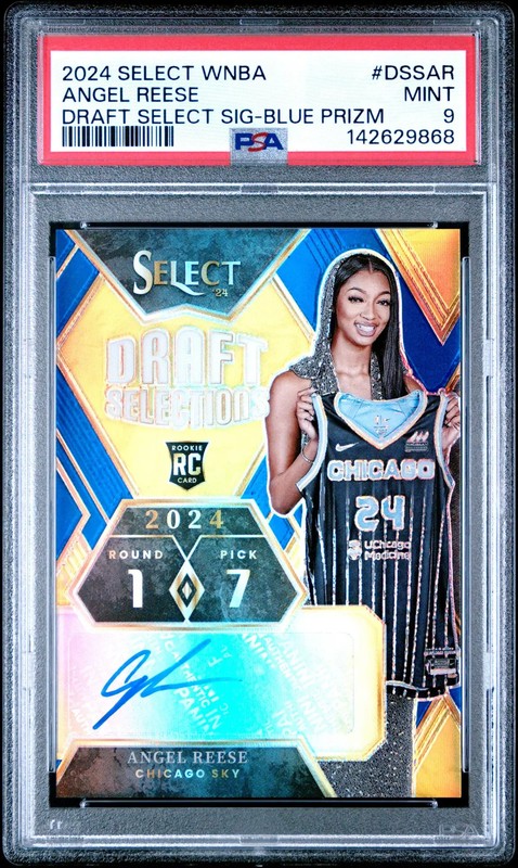 2024 Panini Select WNBA Draft Selections Auto Angel Reese #AR Blue 34/49 PSA 9