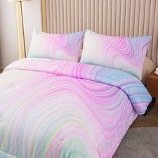 Twin Size Comforter Set for Girls,5 Pcs Bed in A Bag Girls Pink Bedding Comfo...