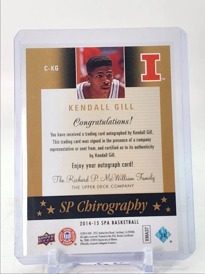 KENDALL GILL 2014-15 UD SP 正品 CHIROGRAPHY 限量版亲笔签名 42/75 — 第 2/2 张图片