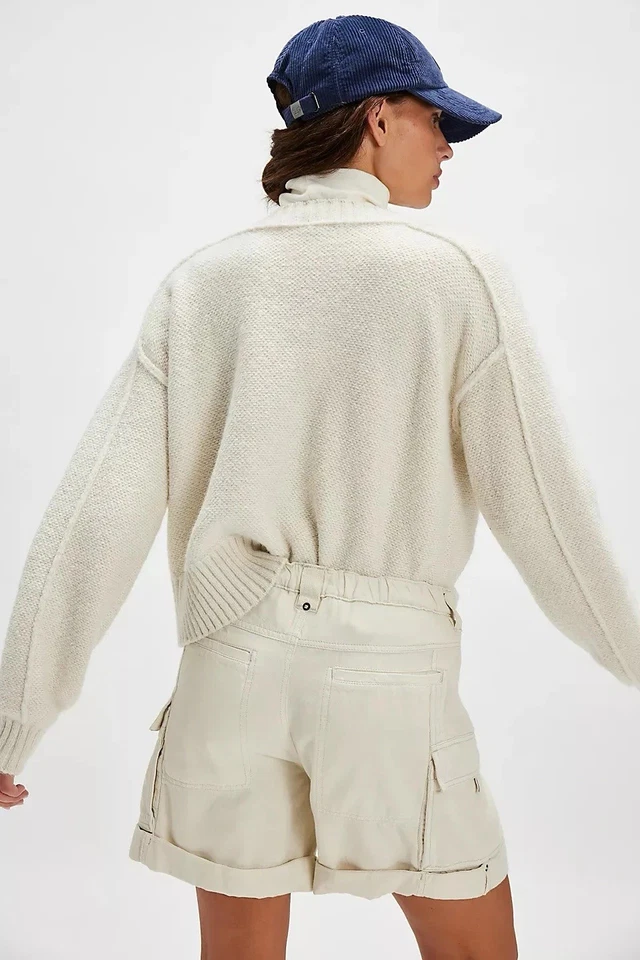 Pantalones Cortos Free People Frankie Lavados Mañana Avena Mujeres L Carga Informal Boho Utilitario Foto 3 de 4