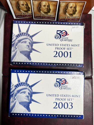Coppia di set di prove statunitensi: 2001S & 2003S 20 diverse monete di prova X677 - Foto 1 di 7