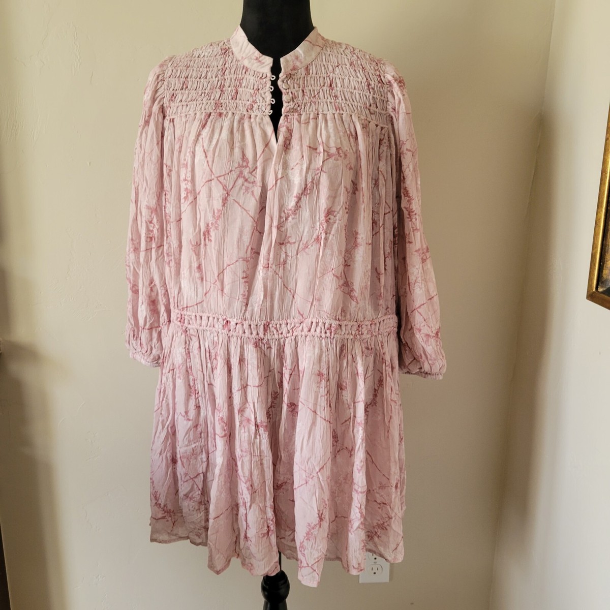 NWT All Saints Womens Isobella Freya Pink Shift Mini Dress Size 12
