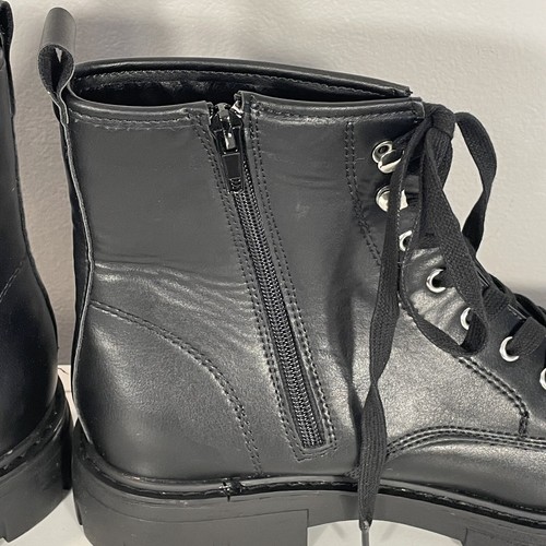 Madden Girl “Gwinn” Black Faux Leather Lace Up Zip Combat Lug Boots Sz 10 - Bild 8 von 11