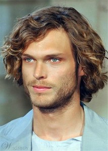 100 Human Hair Natural Short Curly Blond Fashion Men S Wig Ebay
