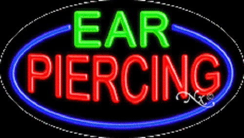 NEW "EAR PIERCING" 30x17 OVAL BORDER REAL NEON SIGN w/CUSTOM OPTIONS 14274 - Picture 1 of 3