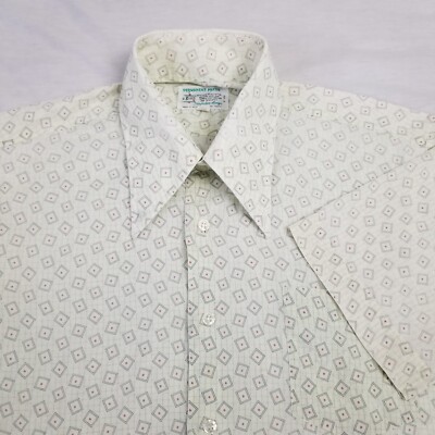 Vintage Kmart Shirt Mens Large 16 70s Disco Geometric Mod