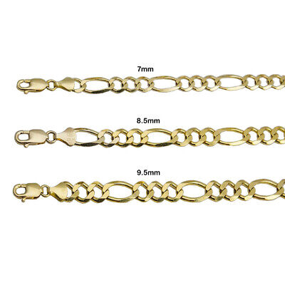 14k Yellow Gold Solid Figaro Link Chain 7mm-9.5mm Men's Women Necklace  20