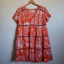Urban Outfitters Pippa Chiffon Babydoll Tiered Mini Dress Orange Size Women's S