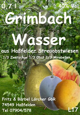 OBSTBRAND 3x 0,7l  40 %  Grimbachwasser MirabellenZwetschgenLiterpr.23.77 Euro