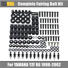 US Complete Black Fairing Bolts Kit Body screws For Yamaha YZF R6 1998-2002