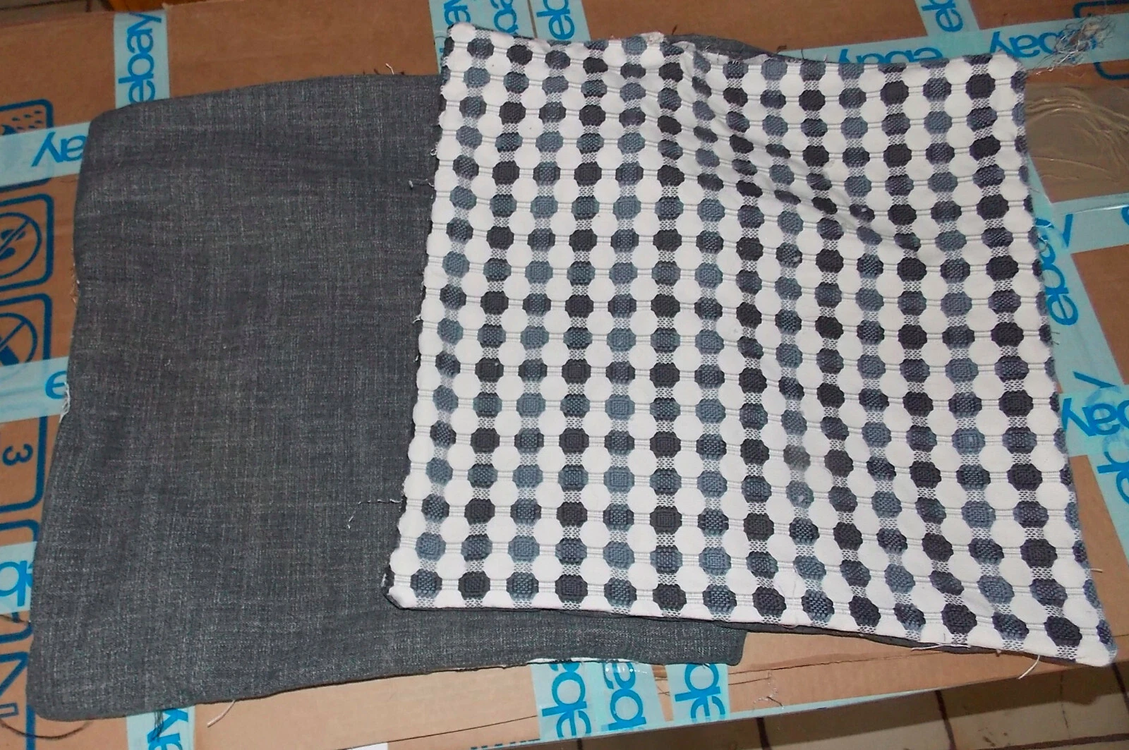 Pair of Gray Beige Abstract Print Decorative Print Throw Pillows 20 x 20