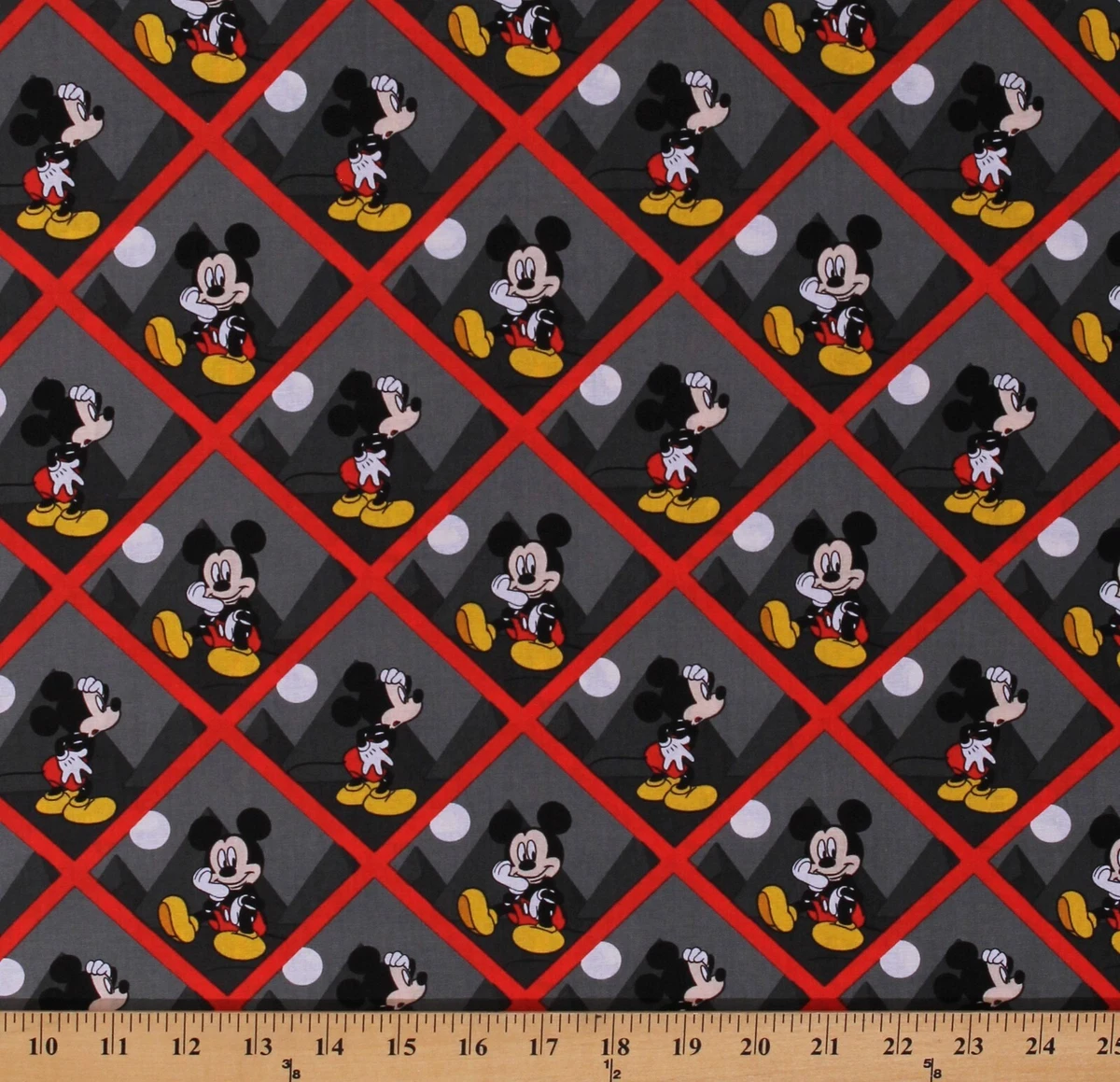 Cotton Mickey Mouse Mickey Tile Disney Cartoon Fabric Print by the