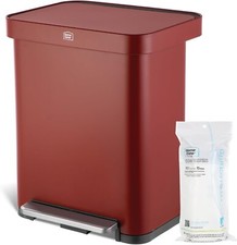 13 Gallon Kitchen Trash Can, Virtuoso Gen 2, Stainless Steel, Red
