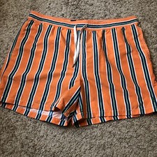 Polo Ralph Lauren Mesh Beach Trunks Board Shorts Orange Green Blue Striped XL