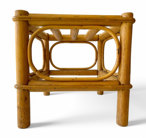 Vintage bamboo stool side table plant stand foot stool square 1980's AUSTRALIA - Picture 5 of 8