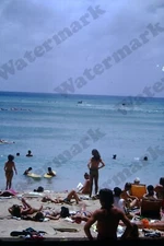 1973 beach scene candid woman in bikini Original 35mm SLIDE Vx2