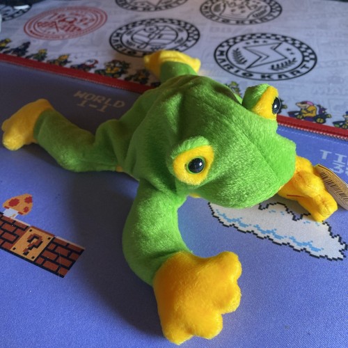 Ty Beanie Babies Bebé Verde y Amarillo Smoochy the Frog 1997 - Imagen 4 de 6