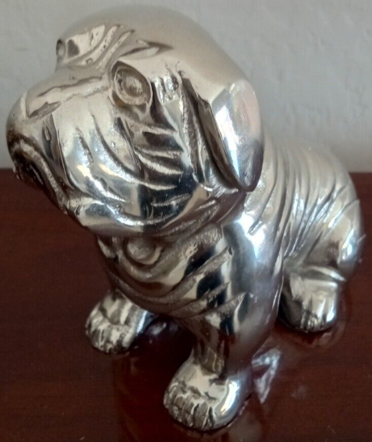 Bulldog Statue Figurine Desk Metal Paperweight 5.75