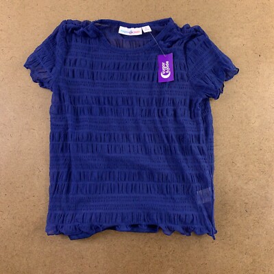 Sugar & Jade Girls Size Large (12/14) Milky Way Blue Mesh Smocked Tee NWT