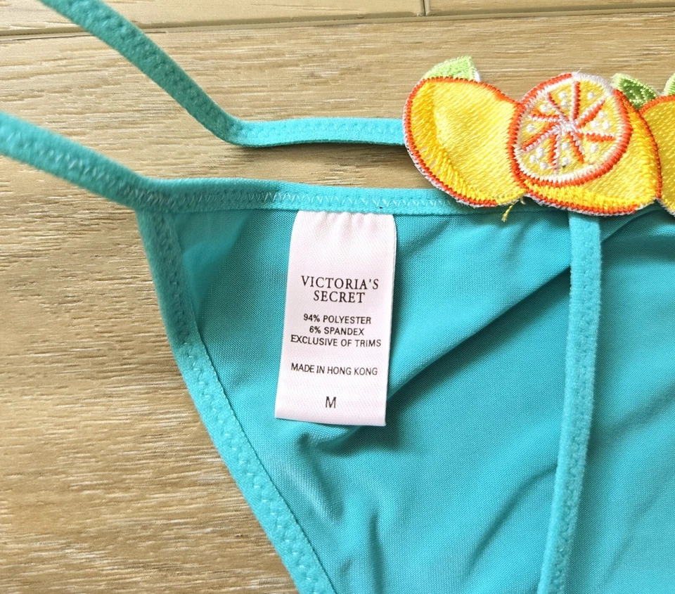 Bragas Victoria's Secret 2007 vintage azul sedoso suave fruta tanga en V M nuevas en caja Foto 3 de 4