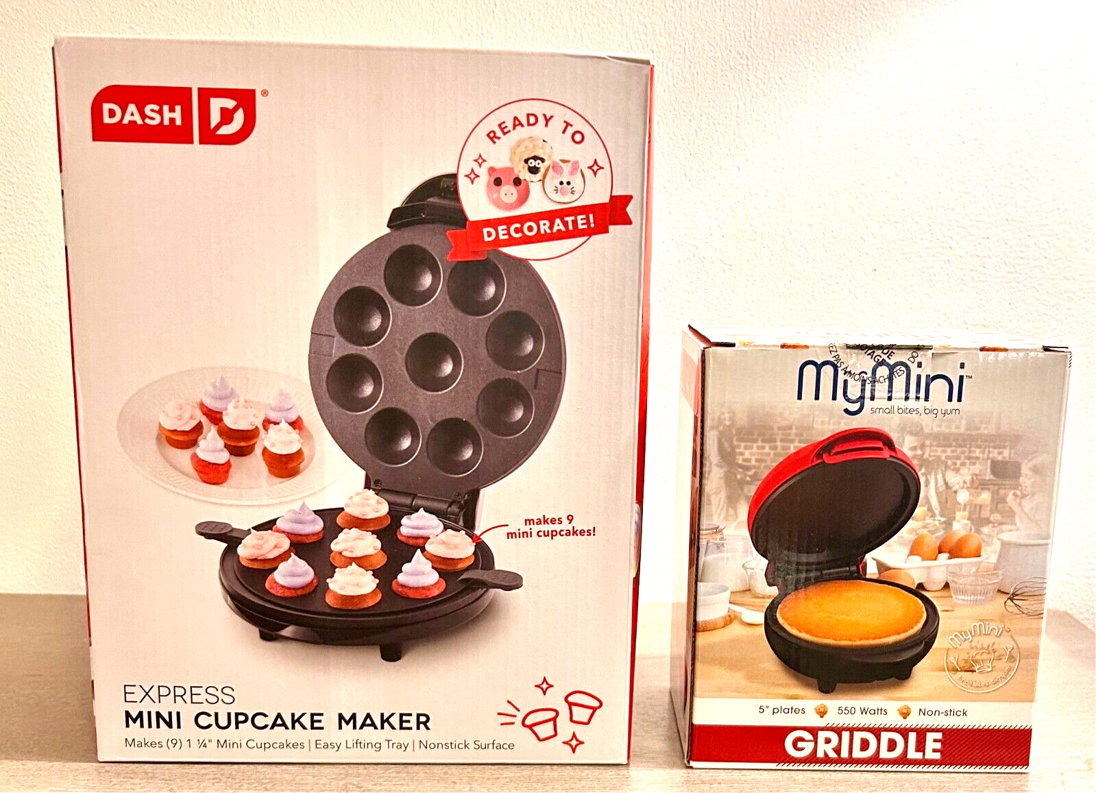 Mini Cupcake Maker Dash Express 10-Inch and Nostalgia MyMini 5-Inch Griddle Combo  -image