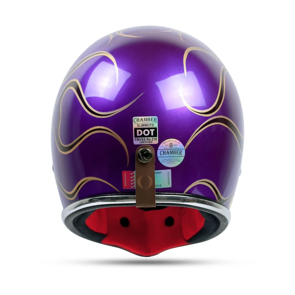 CASCO PERSONALIZADO VINTAGE SLIMMOTO NEGRO LLAMAS CRACK CAFÉ RACER BOBBER CHOPPER BICICLETA Foto 4 de 4