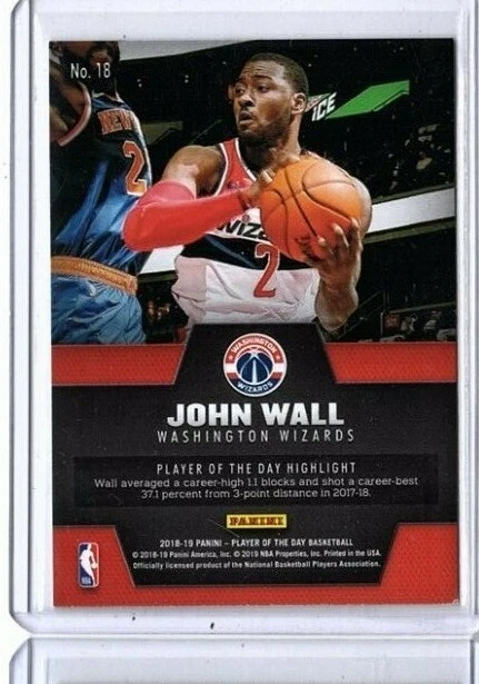 2018-19 Panini Player of the Day John Wall #18 Washington Wizards - Image 2 of 2