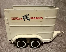 Tonka Stables Horse Trailer toy truck, Vintage Pressed Steel White