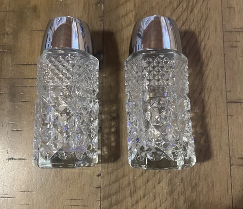 Vintage Wexford Anchor Hocking Salt and Pepper Shakers Diamond Point Clear