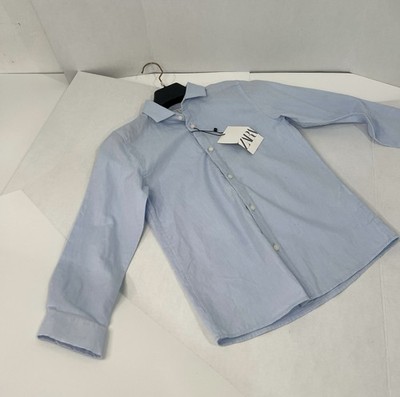 New ZARA Kids Boys Blue Slim Fit Button Dress Shirt Long Sleeve 9 Years 134 cm