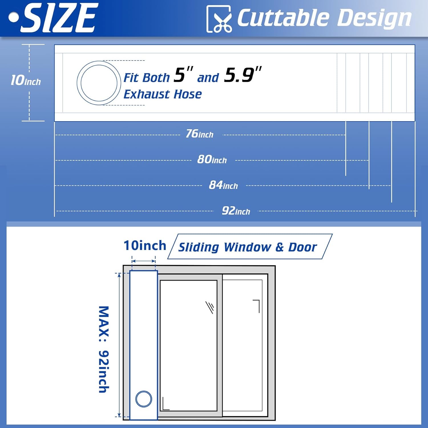 Portable Air Conditioner Window Seal Kit with Leaf Screen Drawstring Design AC