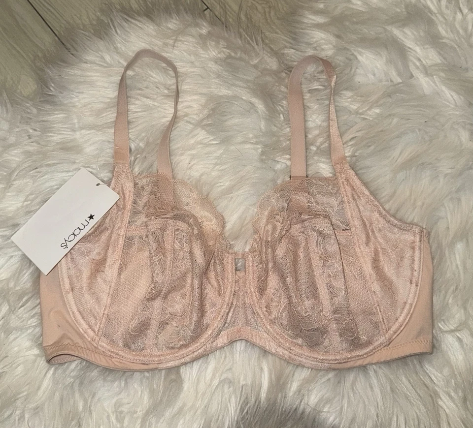 Natori 746211 Statement Floral Lace Sheer Full Figure Bra UW Womens 36D Pink New - Image 2 of 4