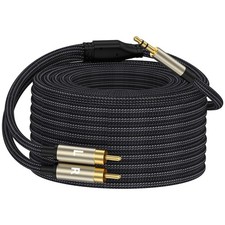 33FT 3.5mm to RCA Cable, HiFi Sound Headphone Jack Adapter with Metal Shell R...
