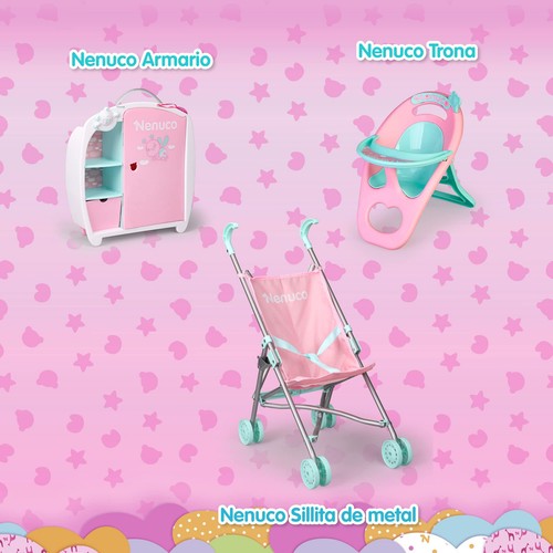 Nenuco - Passeggino Passeggino Giocattolo Rosa e Blu Metallizzato Pie - Foto 5 di 9