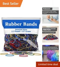 Durable Multicolor Rubber Bands - 0.5 lbs Assorted Sizes for Home and Office