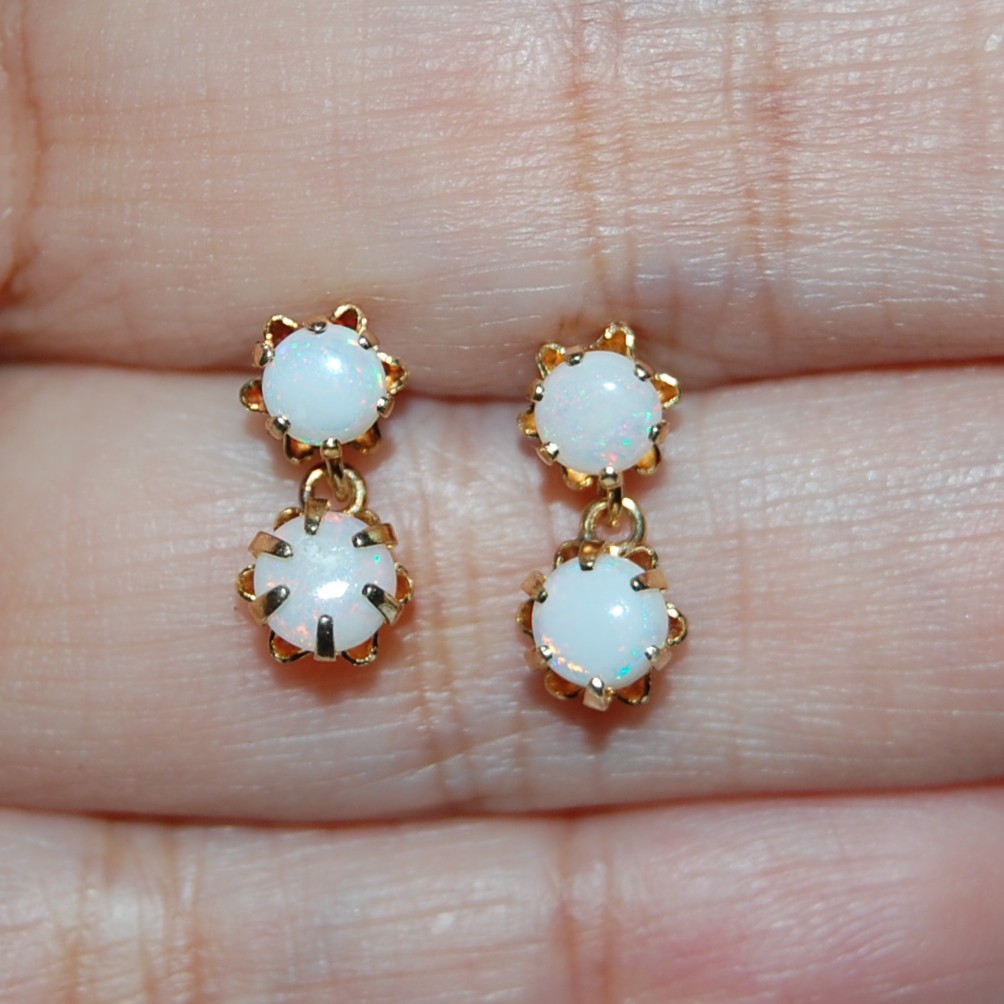 10K Solid Yellow Gold Earrings Dangle Drop Double… - image 2