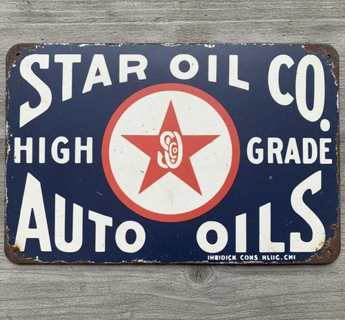 Star Oil Compnay Auto Oils 8 x 12 Vintage Novelty Metal Sign Made In USA New!
