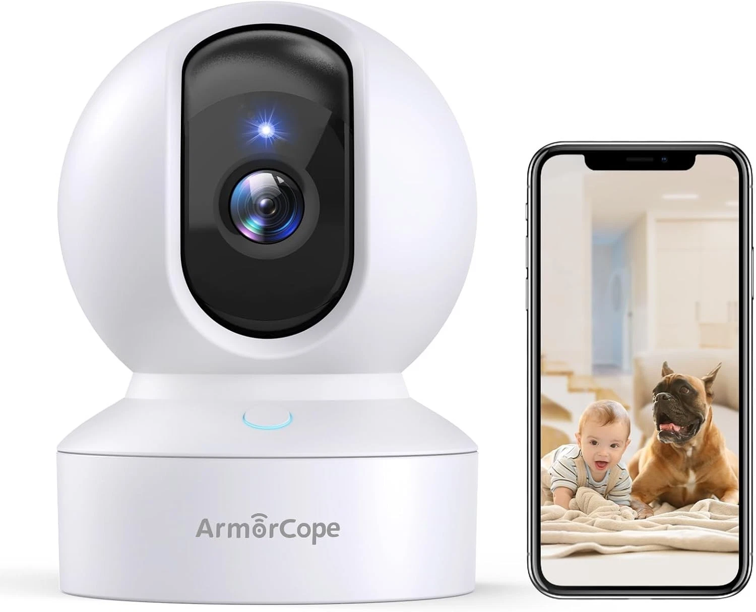 Pet Camera 2K HD Pan Tilt WiFi with Night Vision Motion Tracking Two-Way Audio