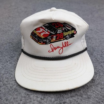 Vintage Davey Allison Hat Snapback White NASCAR Racing Havoline Rope Trucker 90s