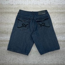 Vintage Y2K Rocawear Skater Jean Shorts 34x13 Baggy Wide Leg Dark Wash Jorts