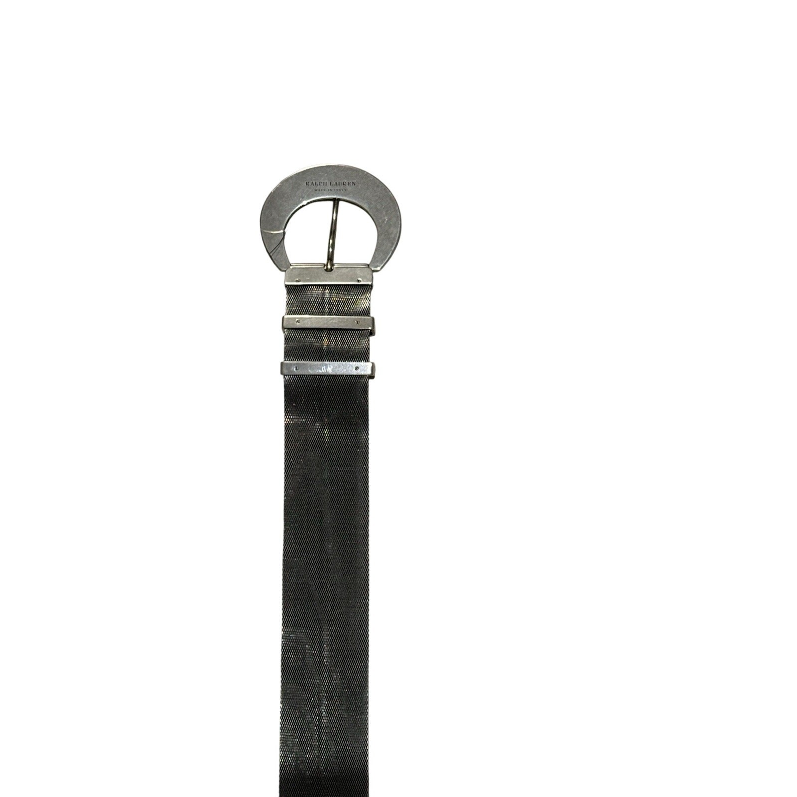 Ralph Lauren Purple Label Seashell-Buckle Abalone Brass Chain Silver Mesh Belt image 10